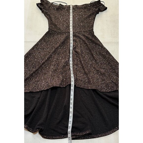 Windsor Fit & Flare Glittery High Low Dress Off The Shoulder Women's Size S-READ - Picture 4 of 13